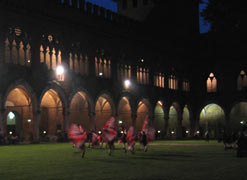 Spettacolo di sbandieratori nel cortile del Castello